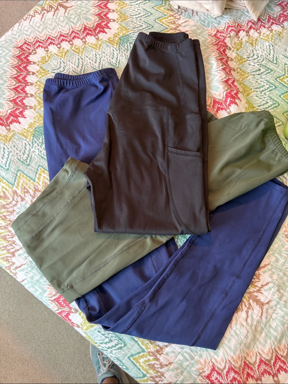 3 Women's High-Waist Performance Leggings in Black, Olive, Navy